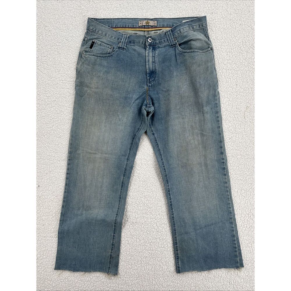Celio Denim Jeans Men Size 38x27 Blue Distressed Cut Off Light Wash 90's Y2K